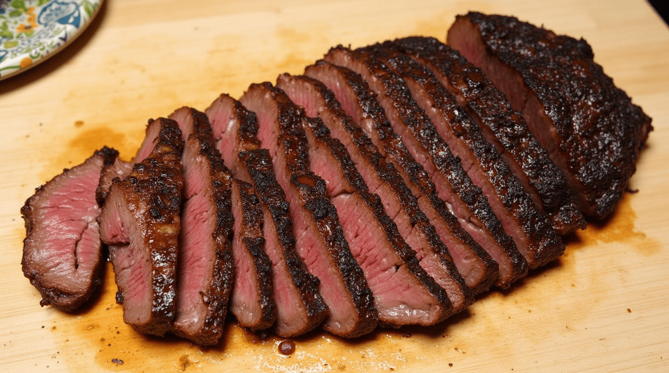 Close-up image of a beef loin flat iron steak label showcasing detailed information about the cut, quality, and packaging.