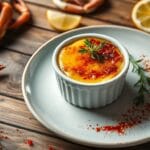 "Golden and creamy crab brulee recipe served in elegant ramekins, topped with a perfectly caramelized crust. A delightful seafood appetizer that's easy to make at home and perfect for impressing guests."